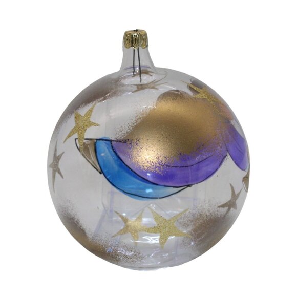 Handpainted Glass Angel Ornament With Gold Stars - Picture 6 of 10